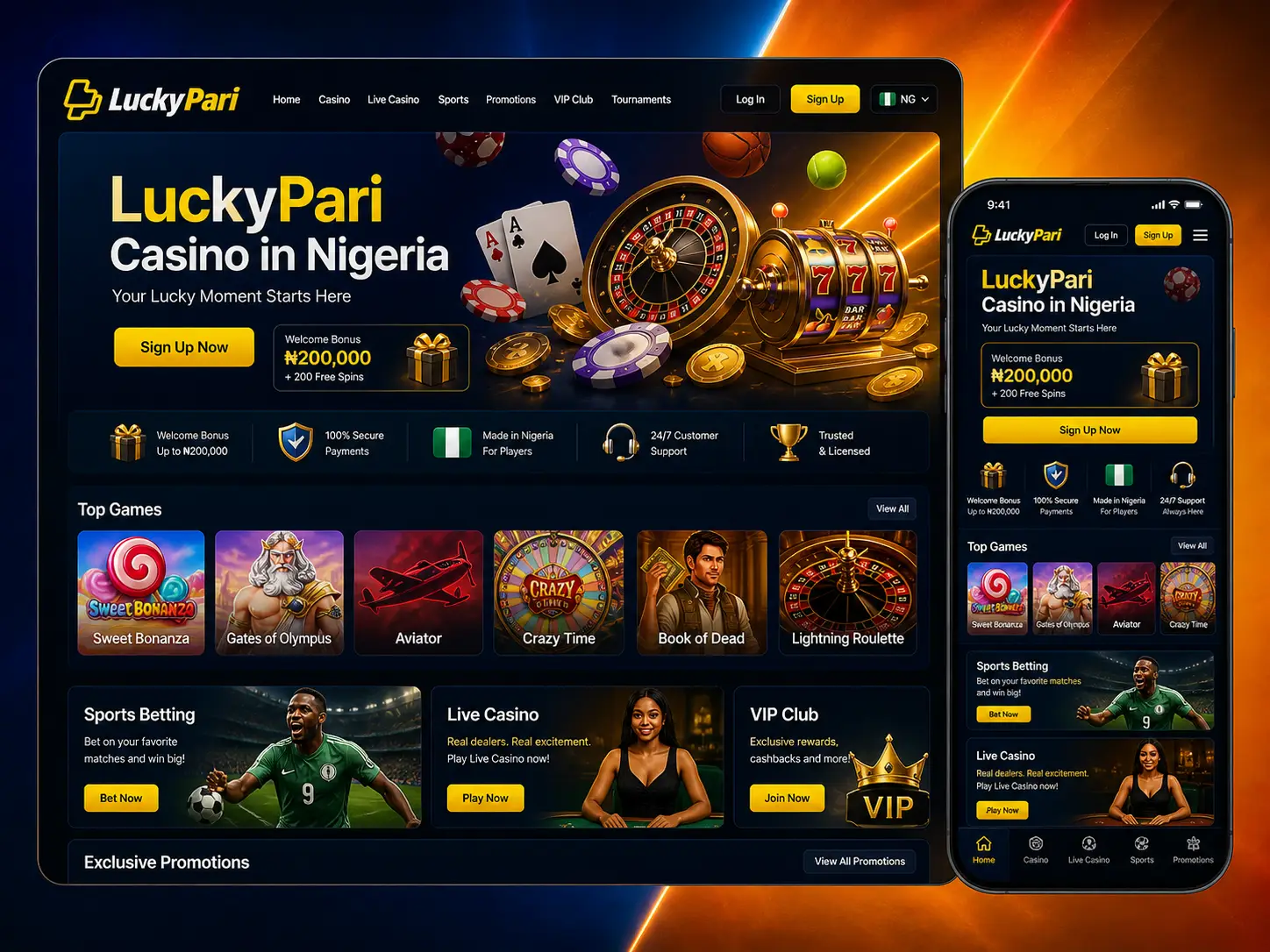 LuckyPari Nigeria Casino Section Explained