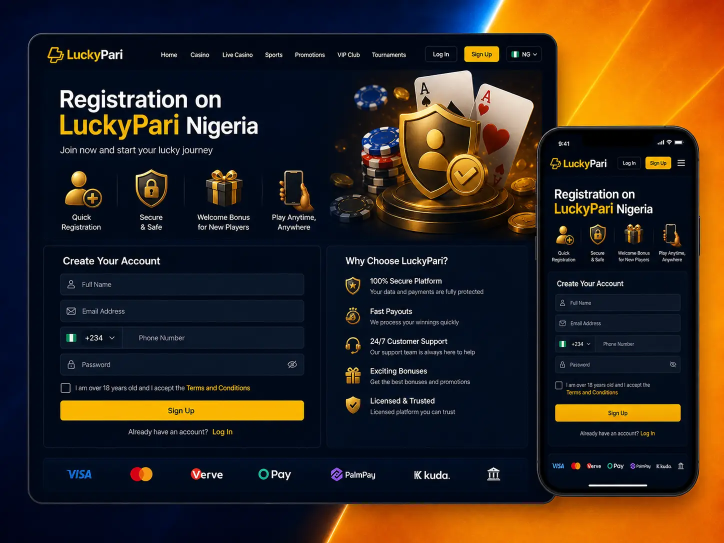 LuckyPari Nigeria Account Sign-Up