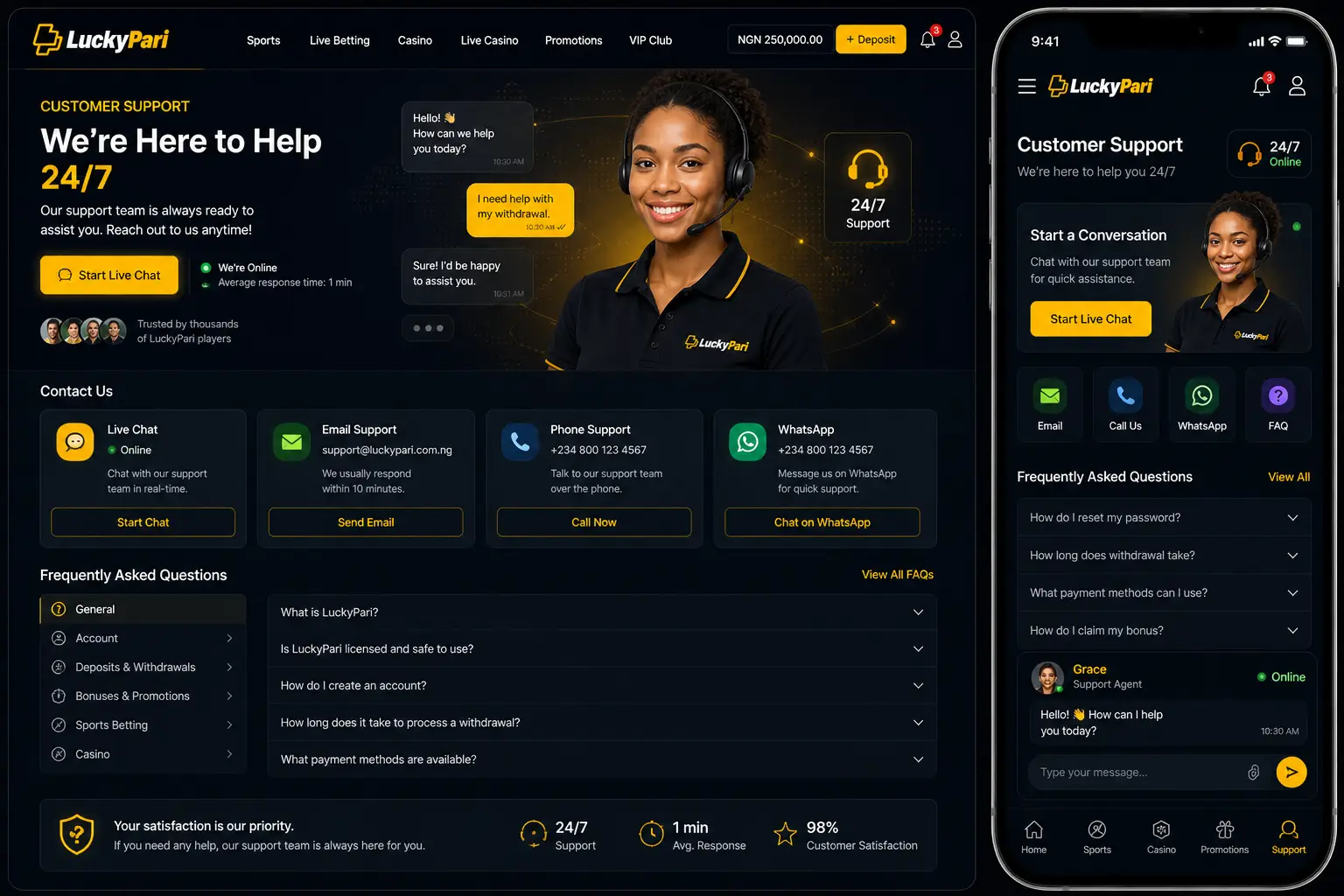 Support Channels for LuckyPari Nigeria Users
